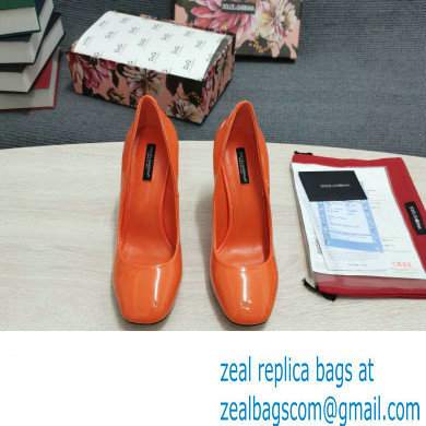 Dolce  &  Gabbana Logo Heel 10.5cm Patent leather Pumps Orange 2022